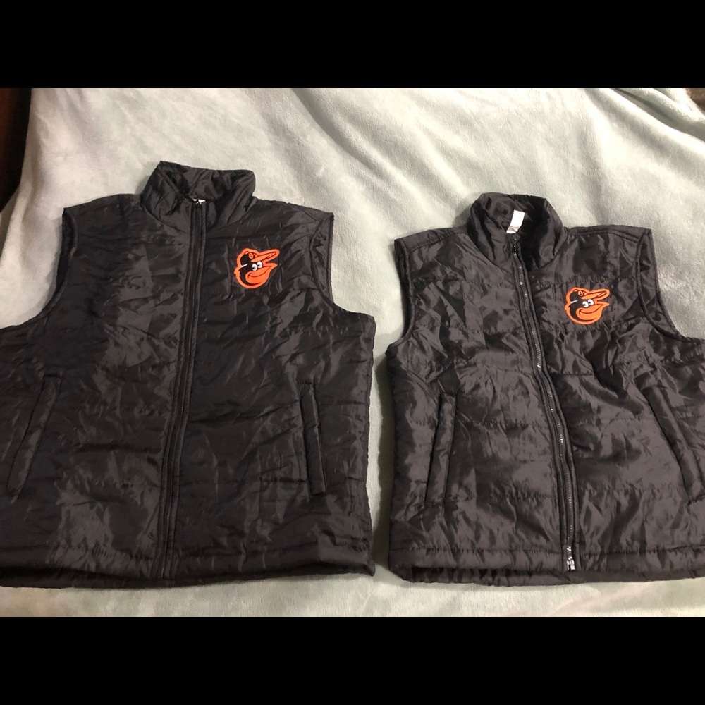 Baltimore Orioles vests. 1 XL, 1 Medium 100% Polyester. New without tags.